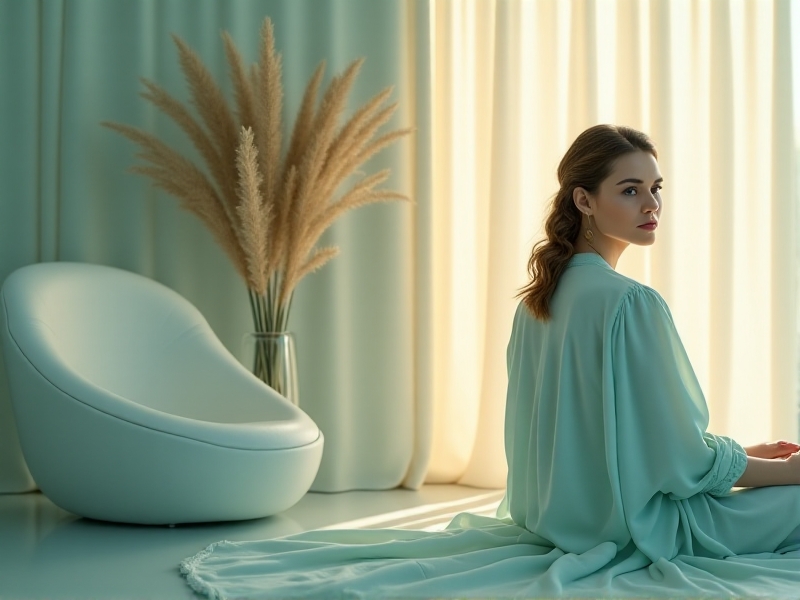 A serene image of a woman with glowing skin after a cryo facial. The background features a minimalist spa setting with natural light. Her skin appears smooth, radiant, and free of redness, illustrating the transformative effects of the treatment.